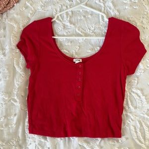garage red crop top